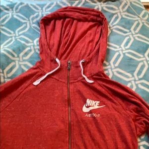 Red Nike zip up hoodie